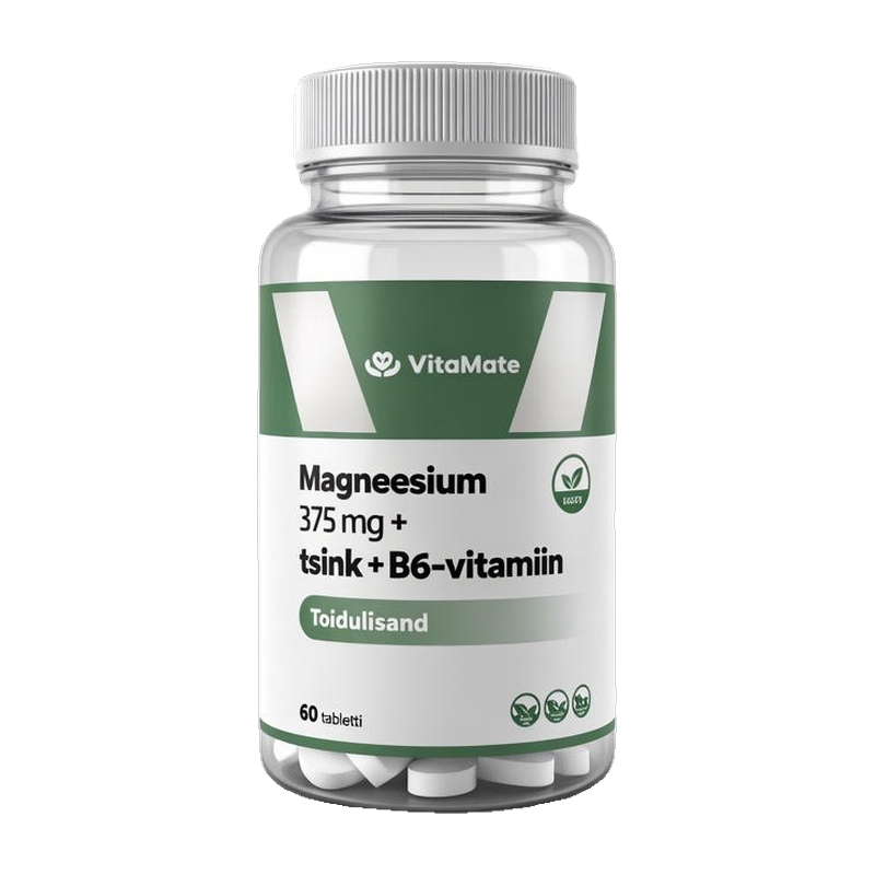 Magneesium 375 mg + tsink + B6-vitamiin. Toidulisand.