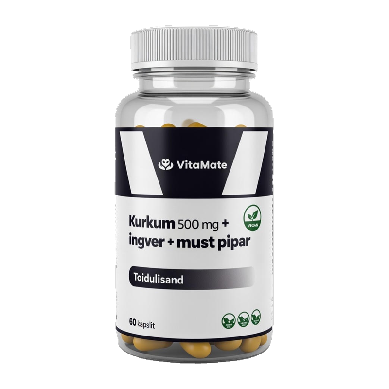 Kurkum 500 mg + ingver + must pipar.  Toidulisand.